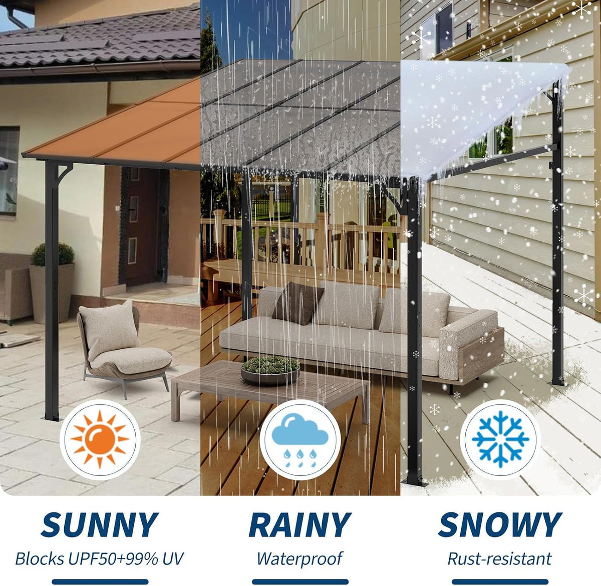 10×10FT Hardtop Wall‑Mounted Lean‑to Gazebo