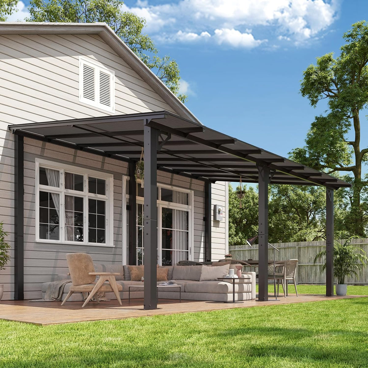 16'×10' Wall‑Mounted Lean‑to Patio Gazebo