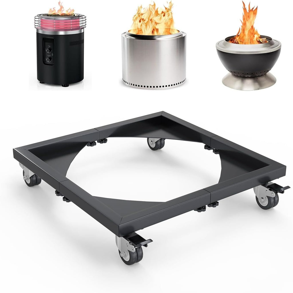 Heavy‑Duty Steel Fire Pit Stand with Rolling Wheels