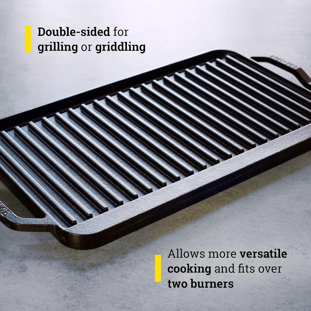 Lodge 19.5×10 In Reversible Cast Iron Grill Griddle