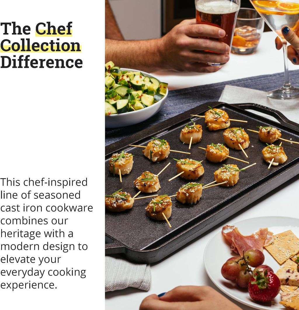 Lodge 19.5×10 In Reversible Cast Iron Grill Griddle