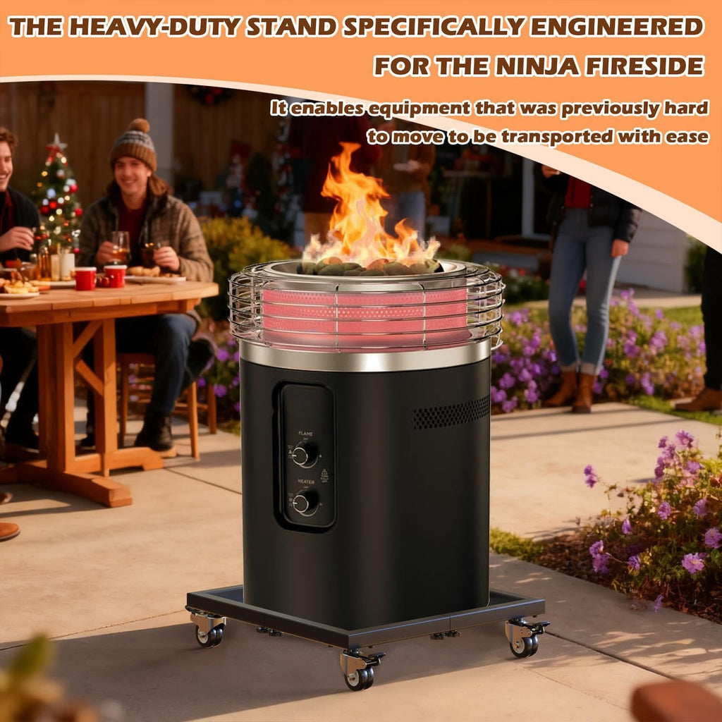 Heavy‑Duty Steel Fire Pit Stand with Rolling Wheels